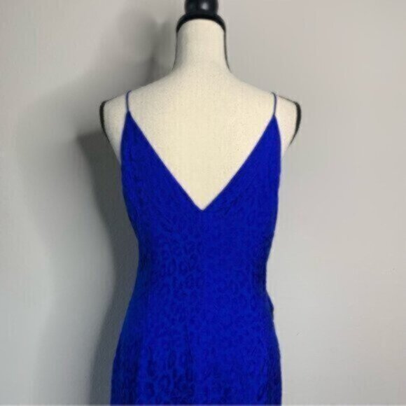 NWT Cushnie Royal Blue Leopard Cheetah Satin Wrap Dress - Picture 10 of 13
